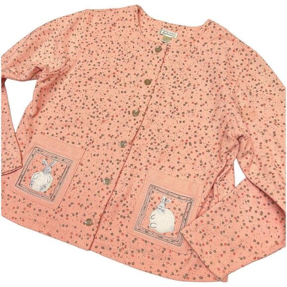 Christopher & Banks M Button Cardigan Bunny Embroidered Sweater Floral Baby - Picture 1 of 12